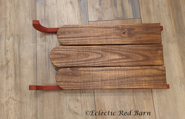 DIY Sled Tray. Share NOW. #Christmas, #sled, #sledtray, #DIY, #tray, #eclecticredbarn